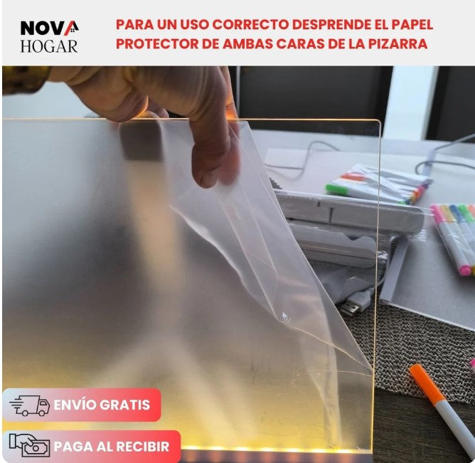 PIZARRA ACRILICA CON LUZ LED