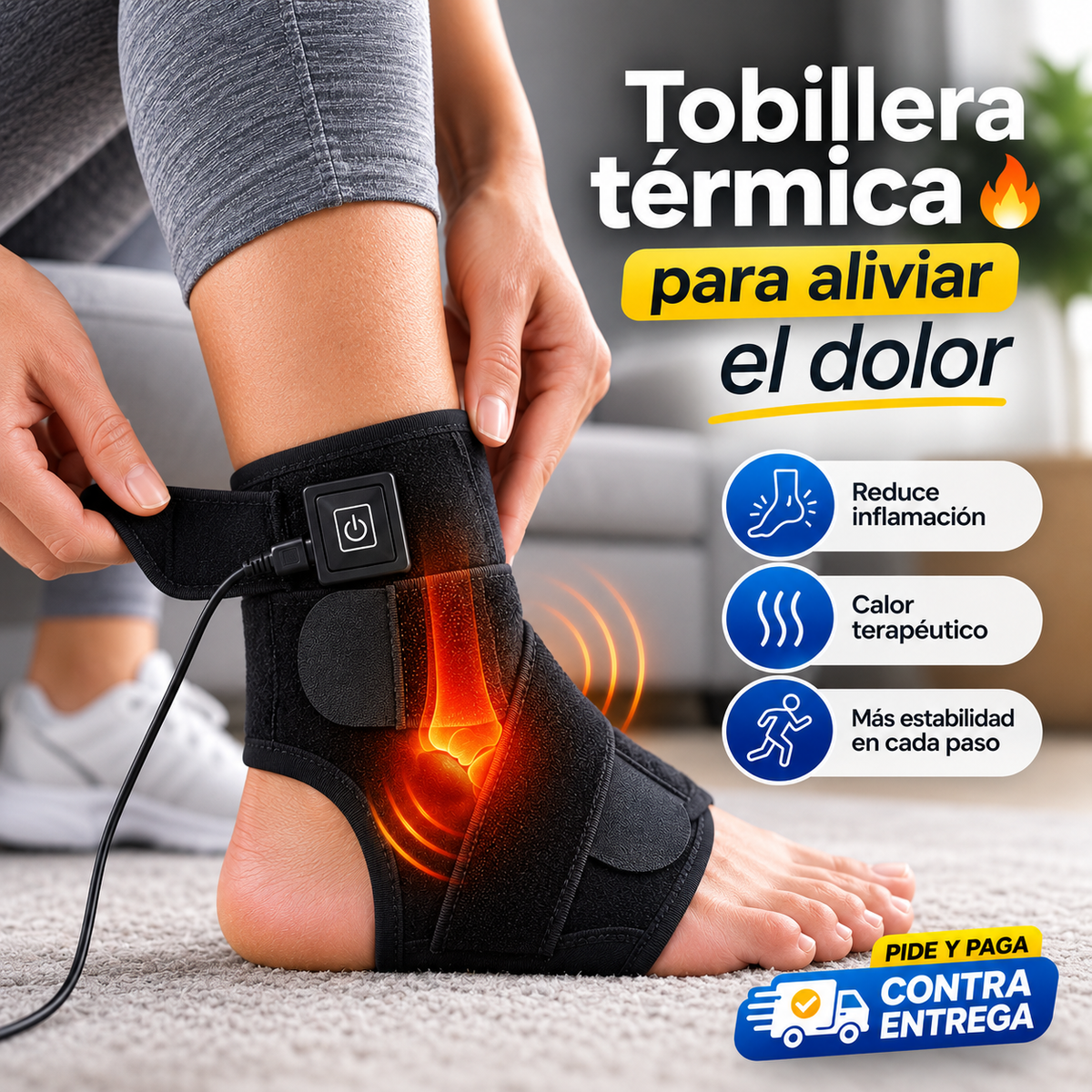 🔥 Tobillera Térmica USB 👣 Alivio y Soporte para tu Tobillo en Minutos