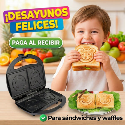 🎉🥪 Waffles y Sándwiches Divertidos en Minutos ⚡Sanduchera Eléctrica 🚚🏠 Paga en Casa