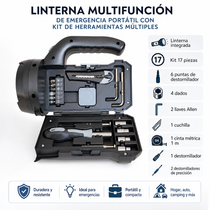 🔦 Linterna Multifunción de Emergencia ❗️Portátil de Alta Calidad con Kit de Herramientas Múltiples